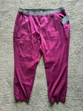 Men's Berry Drawstring Scrub Joggers with Elastic Waist